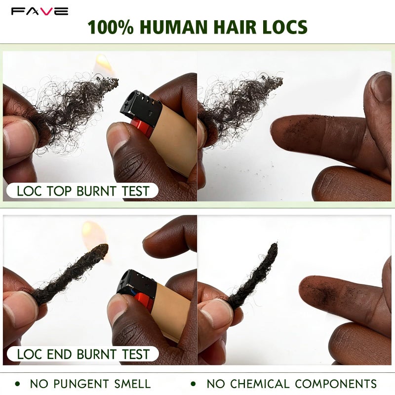 FAVE Human Hair Dreadlock Extensions 0.4cm Width New Anti-Shedding Tech Loc Extensions 6 Inch 30strands Full Handmade Dreads Extensions Real Hair Loc Extension Human Hair for Men/Women(Natural Balck) - Image 3